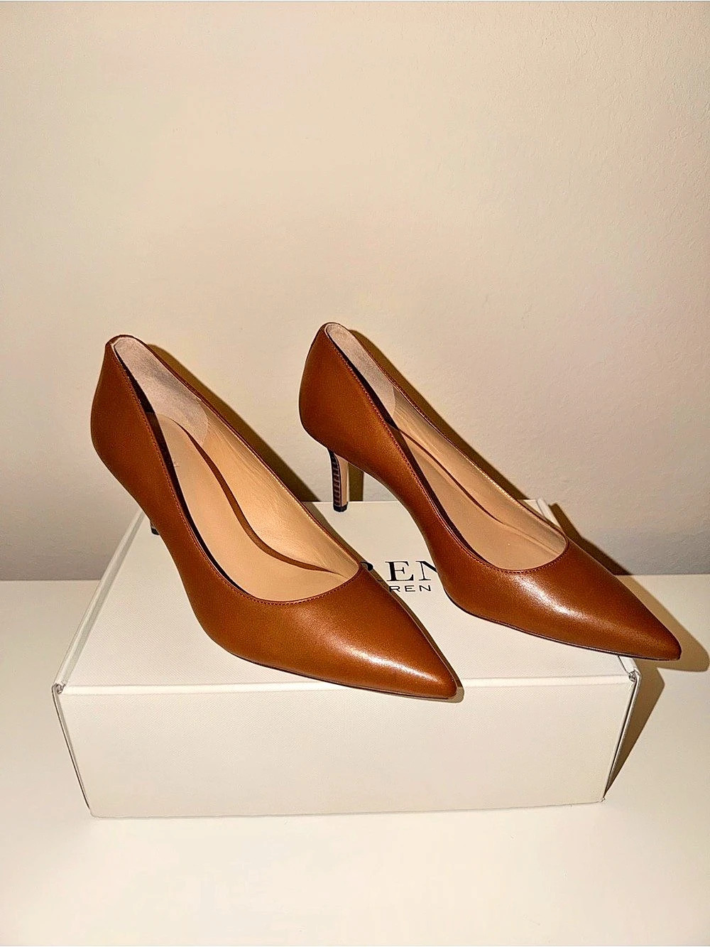 Lauren Ralph Lauren Adrienne Leather Pump Brown US 7.5
